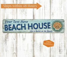 Custom Beach House Decor Sign Ocean Surf Personalized Gift 4x18 104182002048