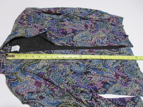 Sz 16 (L) MSK PEACOCK Colors Metallic Floral Jacket Textured Knit Cardigan Top - Picture 12 of 13