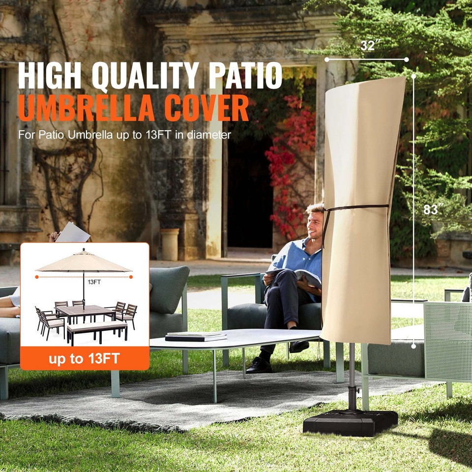 SKYSHALO Outdoor Umbrella Cover, Fits up to 13ft, Durable 420D Oxford