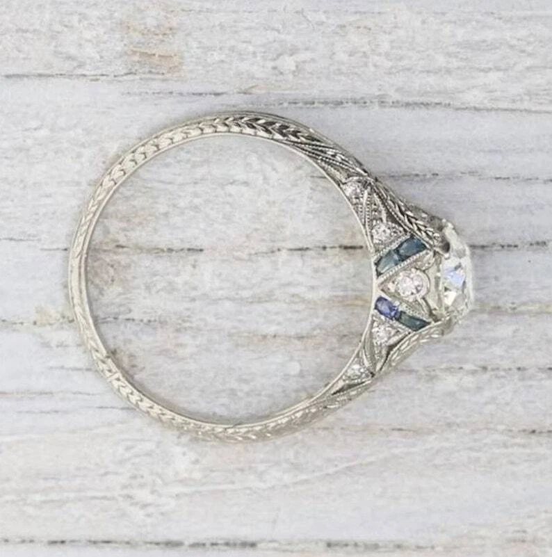 Vintage 1930s Edwardian 2.45 Ct Round CZ Art Deco Engagement Iconic Retro Ring - Image 4 of 4