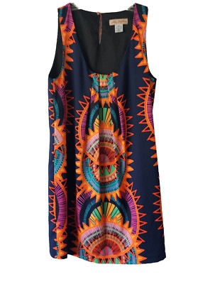 Mara Hoffman Mini Dress Womens XS Sleeveless Multicolor Neon Art To Wear 60's