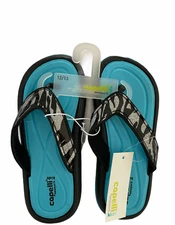 Capelli New York Kids Girls Black And Blue Flip Flops