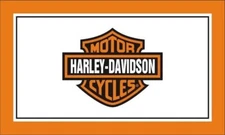 Harley Davidson White Orange Border 3x5 Ft Motorcycle Flag Garage Man Cave