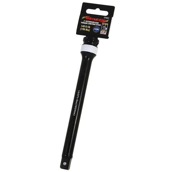 140 ft/Lb (190Nm) 1/2"" Dr. Chrome-Molly 8"" Extension Bar Torque Limiting Black