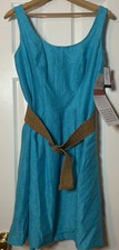 Nine West Textured Belted Fit & Flare Dress Blue, Size 12 NEW!