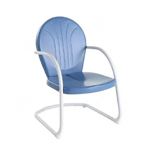 3 PC Blue Retro Patio Set Metal Retro 50s Style Outdoor Lawn Porch  Furniture - Image 4 of 4