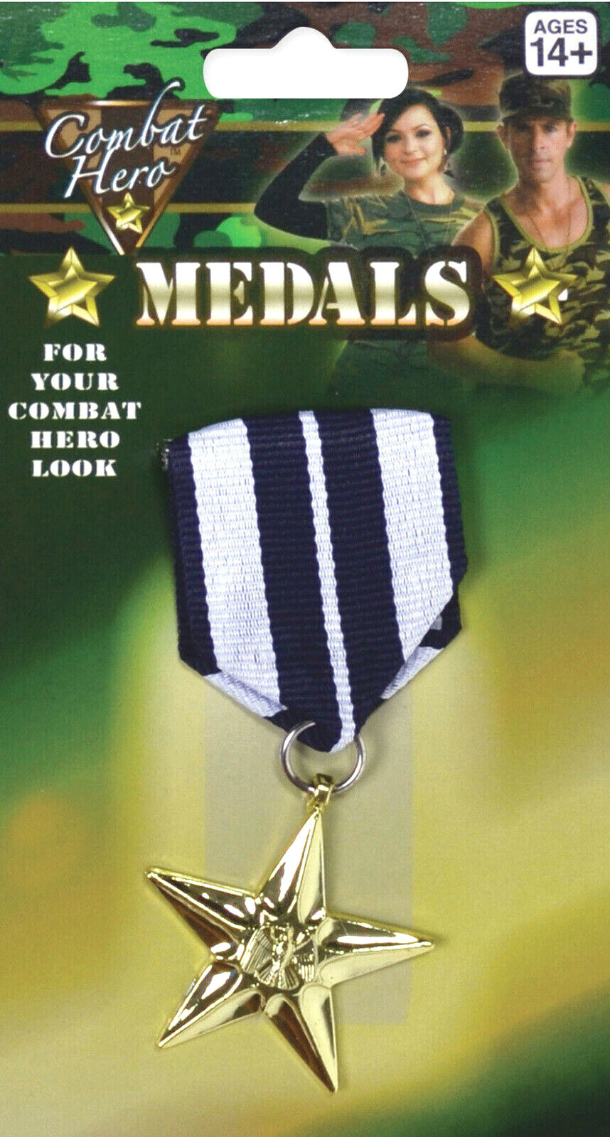 Toy Medal Military Army Soldier Fancy Dress Costume Outfit Gold Star Accessory
