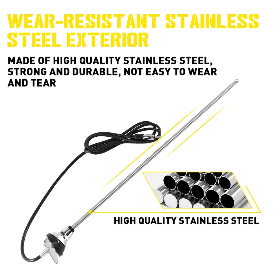 NUEVA 3 Secciones Retráctil Estilo Vintage AM/FM Coche Radio Antena Base Redonda EOOJ Foto 4 de 4