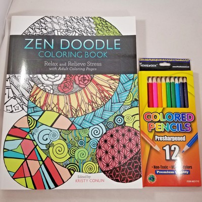 Zen Doodle Coloring Book And Set Of 12 Colored Pencils;Relieve Stress And Relax 9781440342820 EBay Zen Doodle Coloring Book And Set Of 12 Colored Pencils;Relieve Stress And Relax 9781440342820 EBay