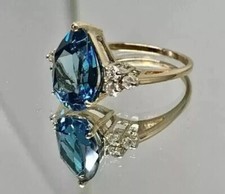 2Ct Lab-Created London Blue Topaz Solitaire Wedding Ring 14K Yellow Gold Plated