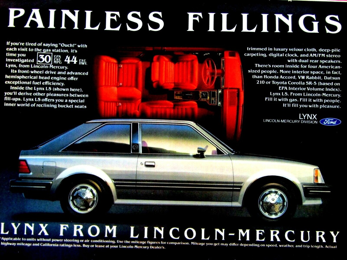 1981 Mercury Lynx LS Painless Fillings Vintage Original Print Ad