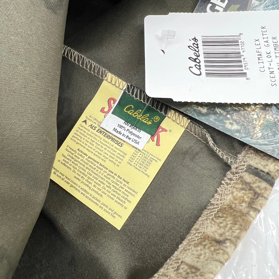 Vintage Cabelas Neck Gaiter Men One Size Fits All Camo Scentlok Advantage Timber - Image 4 of 4