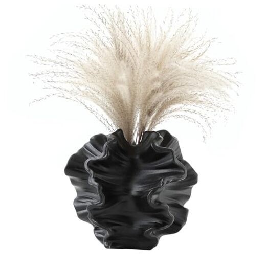 Ceramic Coral Vase for Pampas Grass Decor Modern Decorative Flower Vase Black