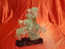 Prachtvolle Jadeskulptur echte Jade, Handarbeit China, Flakon mit Deckel, Rosen