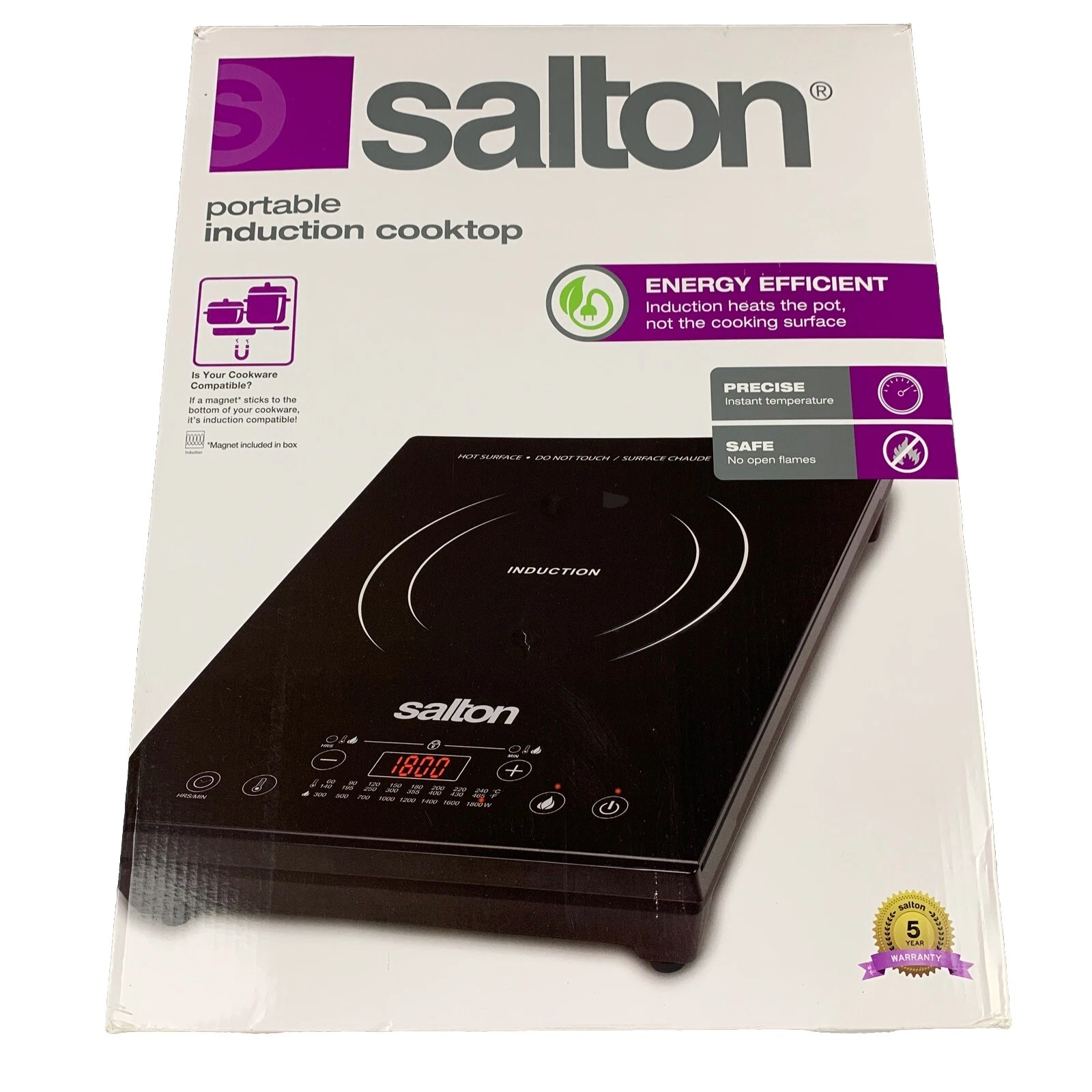 Salton Induction Cooktop Portable New Open Box Christmas Extra Cookspace
Opens in a new window or ta