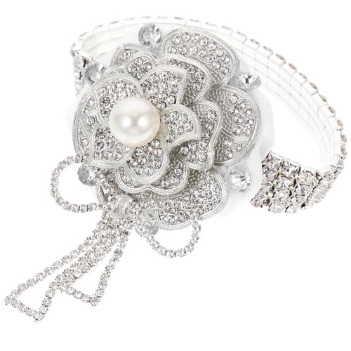 Jeairts Hochzeitshaarschmuck – Silberfarbene Perlen & Strass, 25 Cm, Mit Haarnadeln & Band