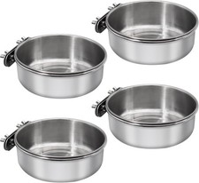 4-Pack Medium Stainless Steel Bird Feeding Dish Cups with Cage Clamp Holder
