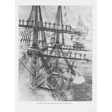 The Great Naval Review at Spithead in 1856 - Antique Print 1897