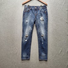 Miss Me Women Jeans 26 Blue Denim Back Pocket Logo Embroidery Boyfriend Ankle