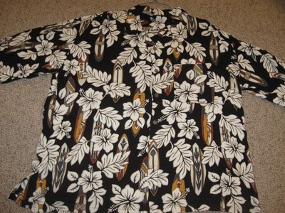Men's CRISTAL SANDS black HAWAIIAN button up SHIRT,  XXL