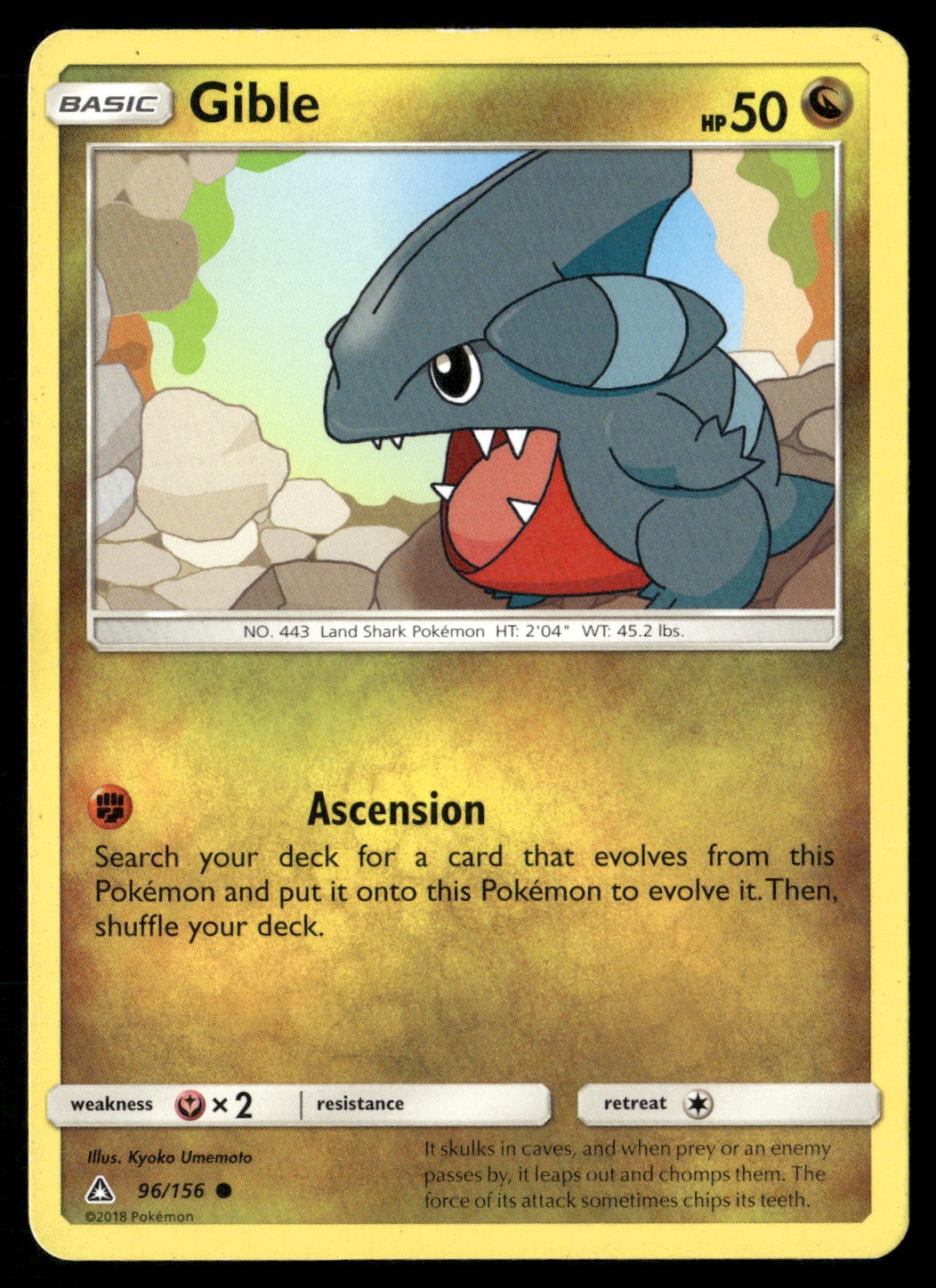 Gible 96/156 Common Ultra Prism Pokemon Lightly Played