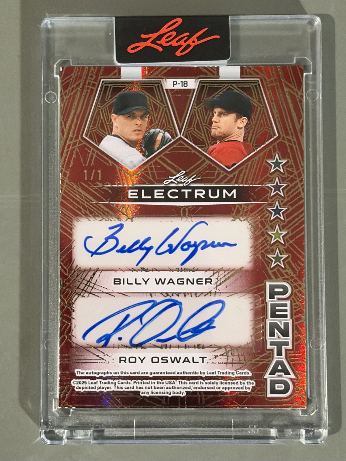2025 Leaf Electrum Multi-Sport Ryan Bagwell Biggio Wagner Oswalt Pentad Auto 1/1 view 7