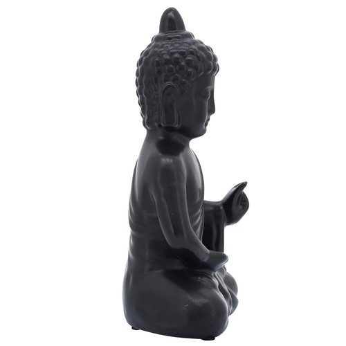 10" Ceramic Buddha Sculpture - Contemporary Black Seated Buddha Statue - Deco... - Imagen 3 de 5