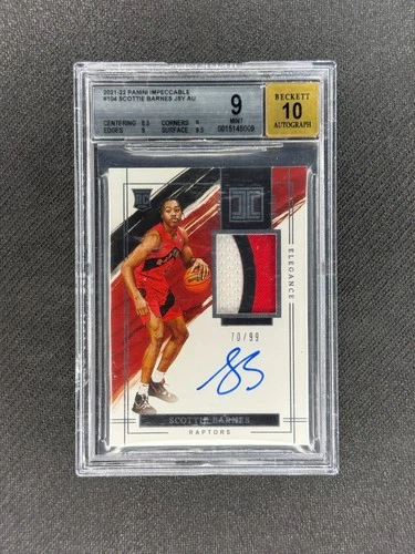 SCOTTIE BARNES 2021-22 Panini Impeccable #104 Rookie Patch Auto RPA /99 BGS 9/10