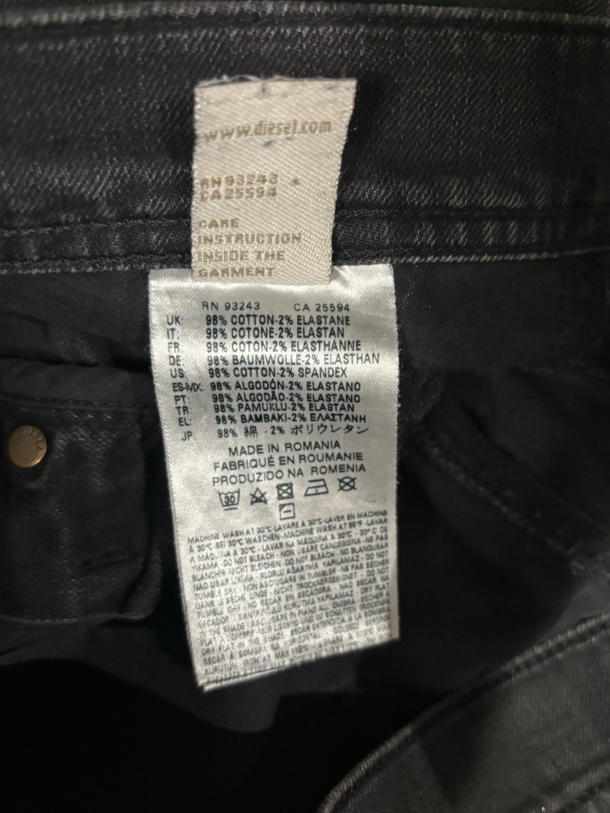 Men’s Diesel DNA Tepphar Slim Carrot Black Jeans Size W29 L30 S/S 2026 Season