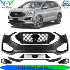 Front Bumper Cover Fascia & Grille Assembly Kit For 2019-2024 Ford Edge