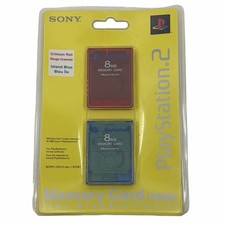 Sony PlayStation 2 MagicGate 8MB Memory Cards Crimson Red/Island Blue 2-Pack 