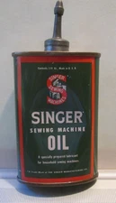 Vintage Singer Sewing Machine Oil 3 OZ Tin Can Lead Cap 3/4