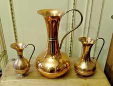 Vintage Copper & Brass Vases Jugs Tallest is 30 Cms