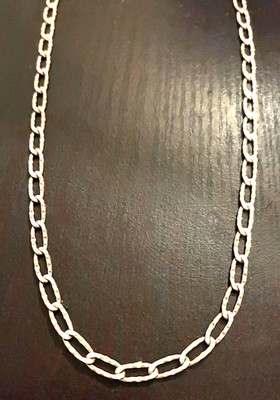 17.5'', 5mm Men's  Sterling Silver Textured Link Chain Necklace