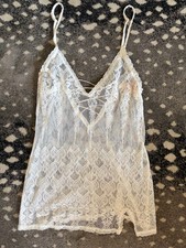 Vintage 90s Y2K Victoria  s Secret Lace Cami Lace Up Cream Small