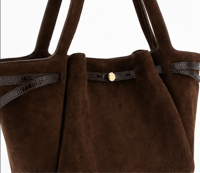 Authentic Tory Burch: Romy Brown Wildleder Tragetasche