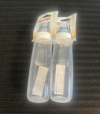 NUK First Essentials 9oz Bottle Set Medium Flow Anti-Colic Silicone (2) 4+M