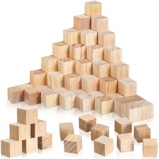 50Pcs 1in Wooden Cubes Unfinished Wood Blocks for DIY Craft Baby Shower Decor