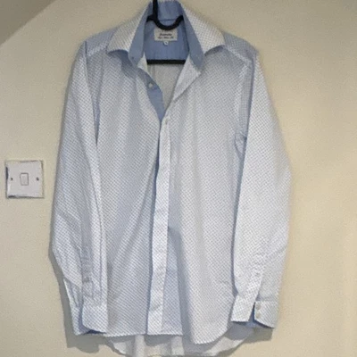 Ted Baker Endurance White/Blue Geometric Cotton Dress Shirt Classic Fit 15" - Image 1 of 4