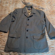 Pendleton 100 Gray Wool Coat Lined Men's Size 52 Vintage EUC