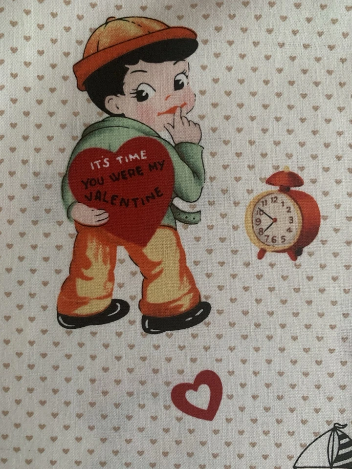 *OOP/VTG* Valentine's Card Fabric Images Cards on Cotton Fabric Faye Burgos 1 yd - Image 3 of 4