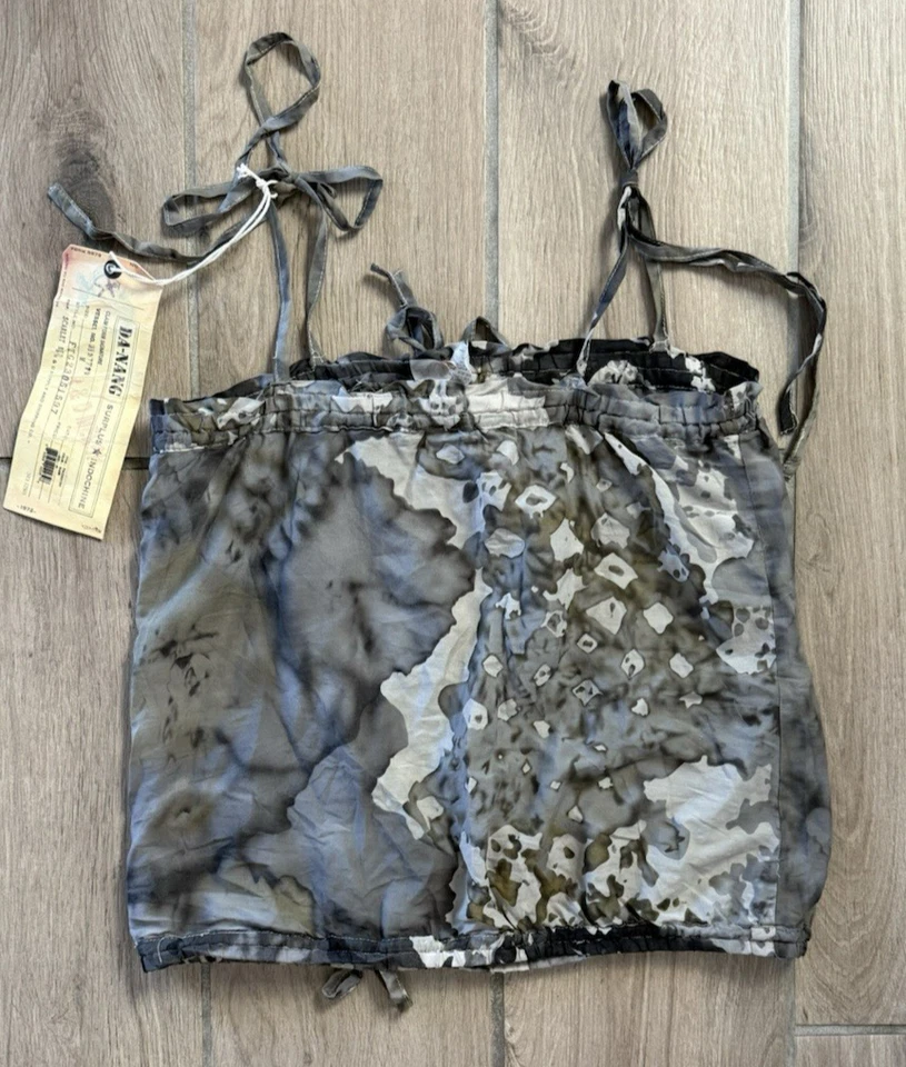 Camiseta sin mangas Da Nang Cami camuflaje transparente verde cordón algodón seda talla mediana Foto 4 de 4