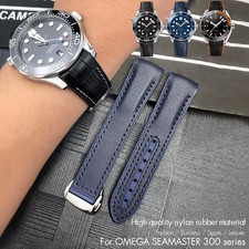 Nylon Cowhide Rubber Watch Strap for Omega Seamaster Planet Ocean 19mm-22mm