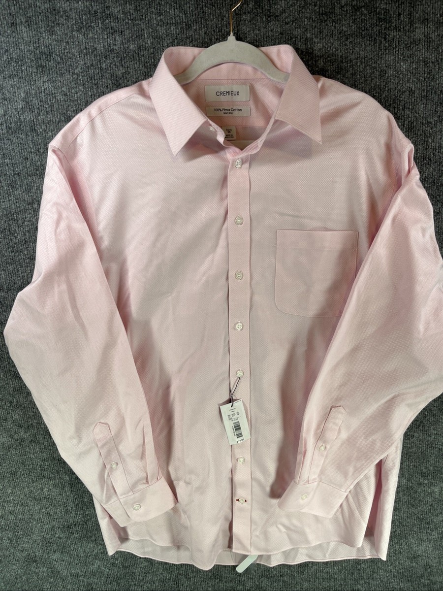Cremieux Pink Dress Shirt 16.5 35 NWT 100% Pima Cotton Non Iron Men NWT |  eBay