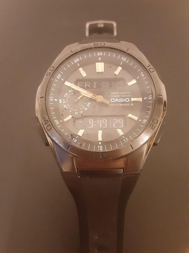 Casio Multi Band 6 Digital Analog Uhr Schwarz Kautschukband Wasserdicht