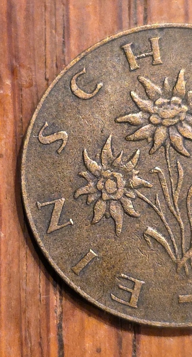1961 Austria 1 Schilling, Denomination, 3 Edelweiss Flowers