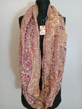 Raj Women Crochet Woven Multicolor Boho Tribal Infinity Scarf