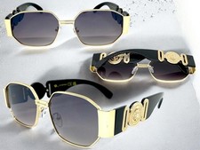 Men's Classic Vintage Retro Hardcore Hip Hop Rapper Style SUN GLASSES Gold Frame