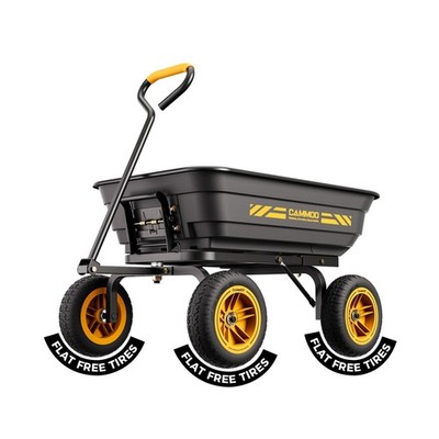 10-in NO-FLAT TIRES 600lb Heavy-Duty Garden Dump Cart 4 Cu.Ft. Utility Wagon ...