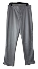 Wilson Men's Size Large Adult Baseball Pants Gray Elastic Waist Zip Snap - New